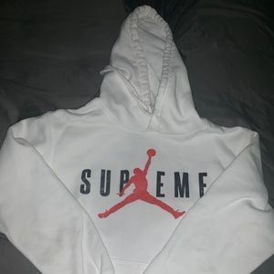 White supreme Jordan hooded pullover